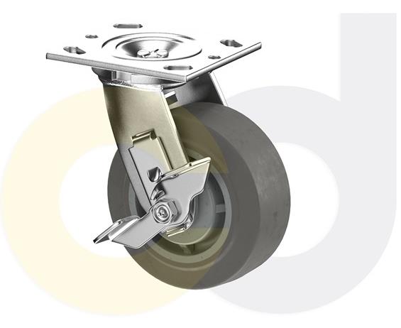 ZINC PLATED CASTERS - THERMO-RUBBER WHEELS
