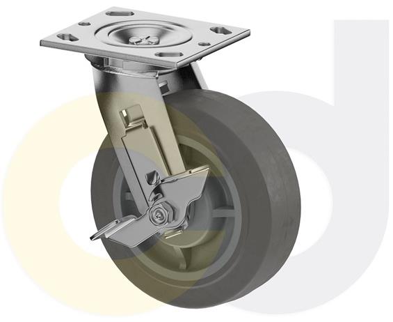ZINC PLATED CASTERS - THERMO-RUBBER WHEELS