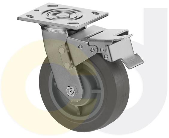 ZINC PLATED CASTERS - THERMO-RUBBER WHEELS