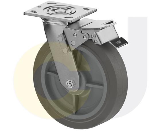 ZINC PLATED CASTERS - THERMO-RUBBER WHEELS