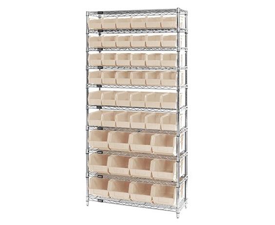 CHROME WIRE SHELVING UNITS WITH ULTRA BINS