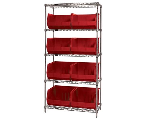 CHROME WIRE SHELVING UNITS WITH ULTRA BINS