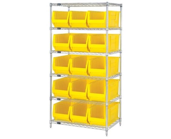 CHROME WIRE SHELVING UNITS WITH HULK CONTAINERS