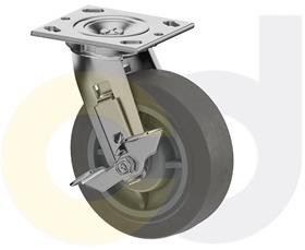 ZINC PLATED CASTERS - THERMO-RUBBER WHEELS