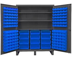 HEAVY DUTY STORAGE CABINETS WITH HOOK-ON BINS