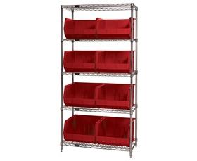 CHROME WIRE SHELVING UNITS WITH ULTRA BINS