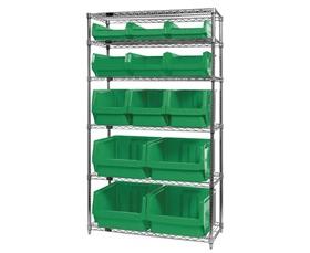 CHROME WIRE SHELVING UNITS WITH MAGNUM BINS
