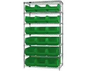 CHROME WIRE SHELVING UNITS WITH MAGNUM BINS