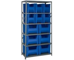SHELVING UNITS WITH STACKABLE STORAGE BINS
