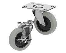 CASTERDEPOT TOP PLATE CASTERS - THERMO-RUBBER WHEEL - CAPACITIES UP TO 110 LBS.